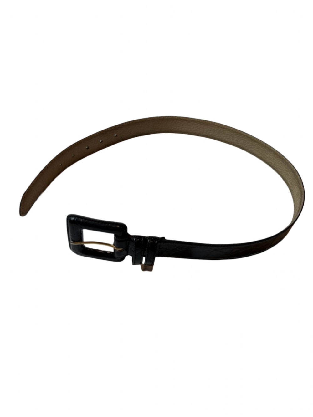 Liz Claiborne Petite Small Black Croc Embossed Leather Belt Skinny Vintage